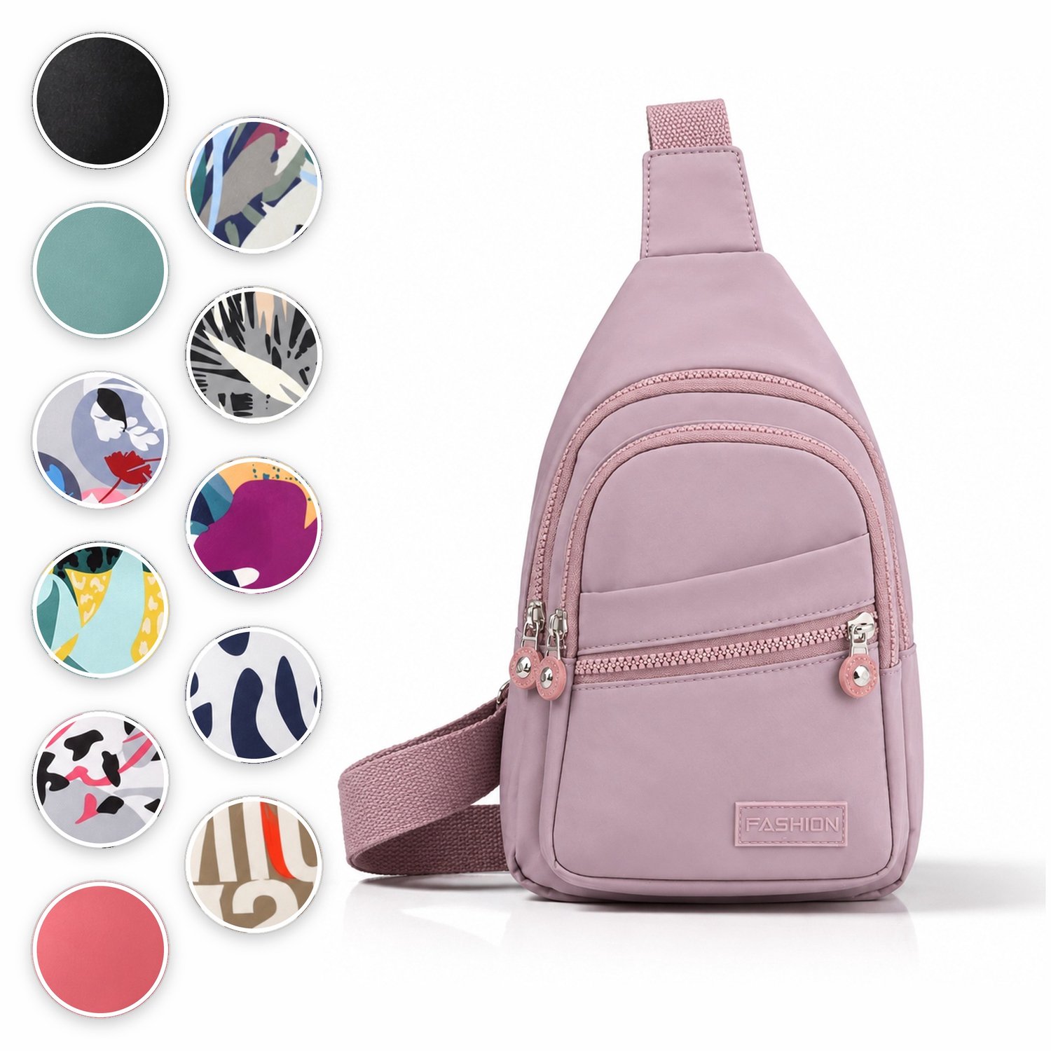 ÉLEVÉA® Crossbody Tas Dames - Schoudertas Dames - Anti Diefstal - Waterdicht en Compact - Handtas / Sling Bag - Crossbodytas Dames / Heren - Nektasje - Dusty Mauve Oudroze - Crossover - Rugzak - Chestbag - Borsttas