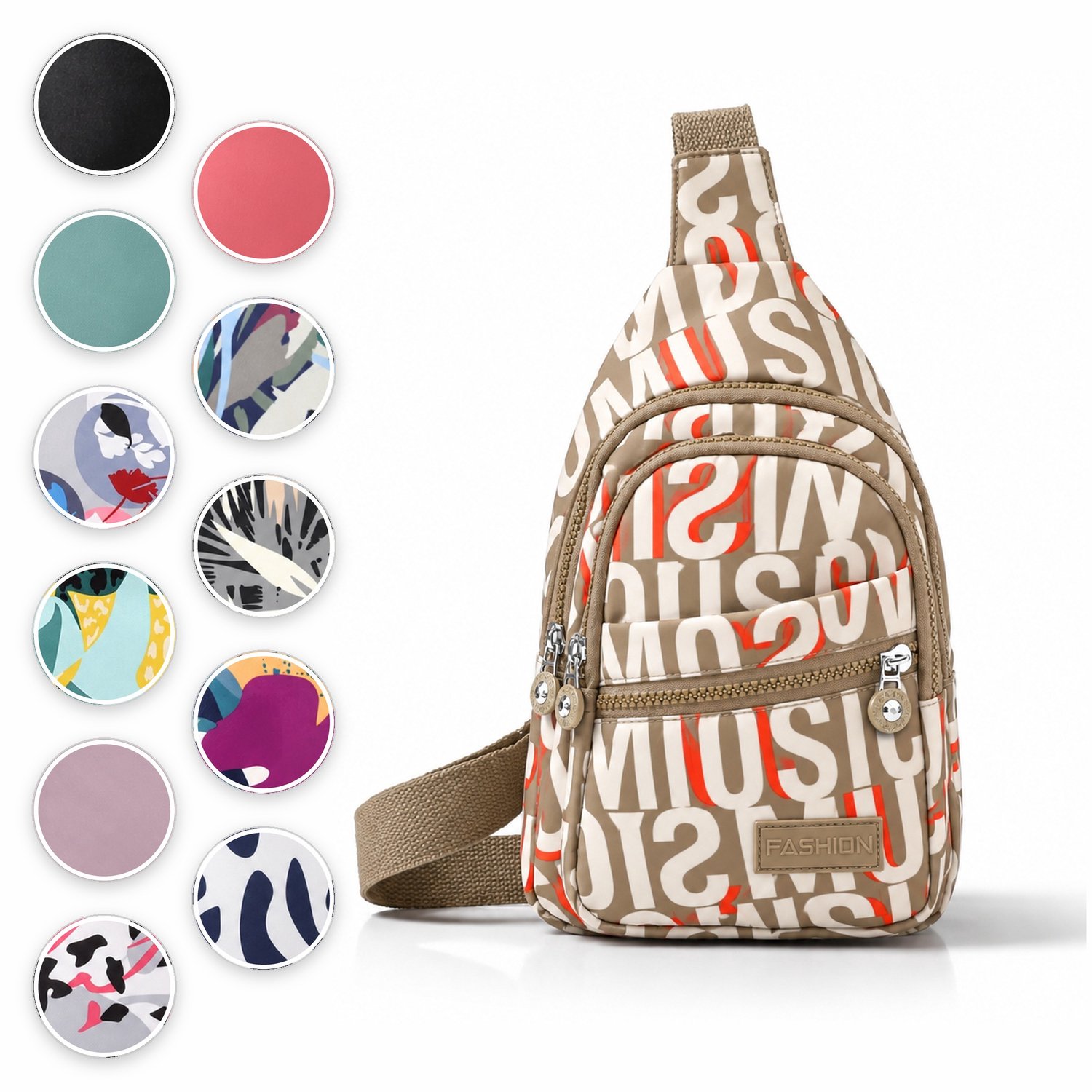 ÉLEVÉA® Crossbody Tas Dames - Schoudertas Dames - Anti Diefstal - Waterdicht en Compact - Handtas / Sling Bag - Crossbodytas Dames / Heren - Nektasje - Sandstone Type Kaki - Crossover - Rugzak - Chestbag - Borsttas