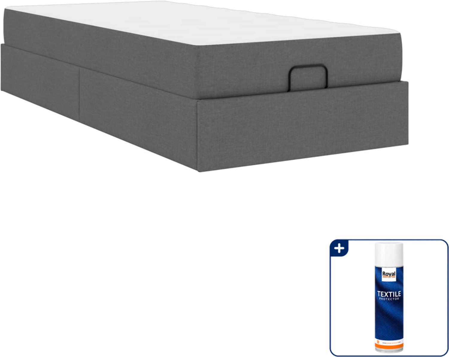 vidaXL bed met matras - 90 x 190 cm - stof - dim grijs - Inclusief textielbeschermer 500 ml Zwart
