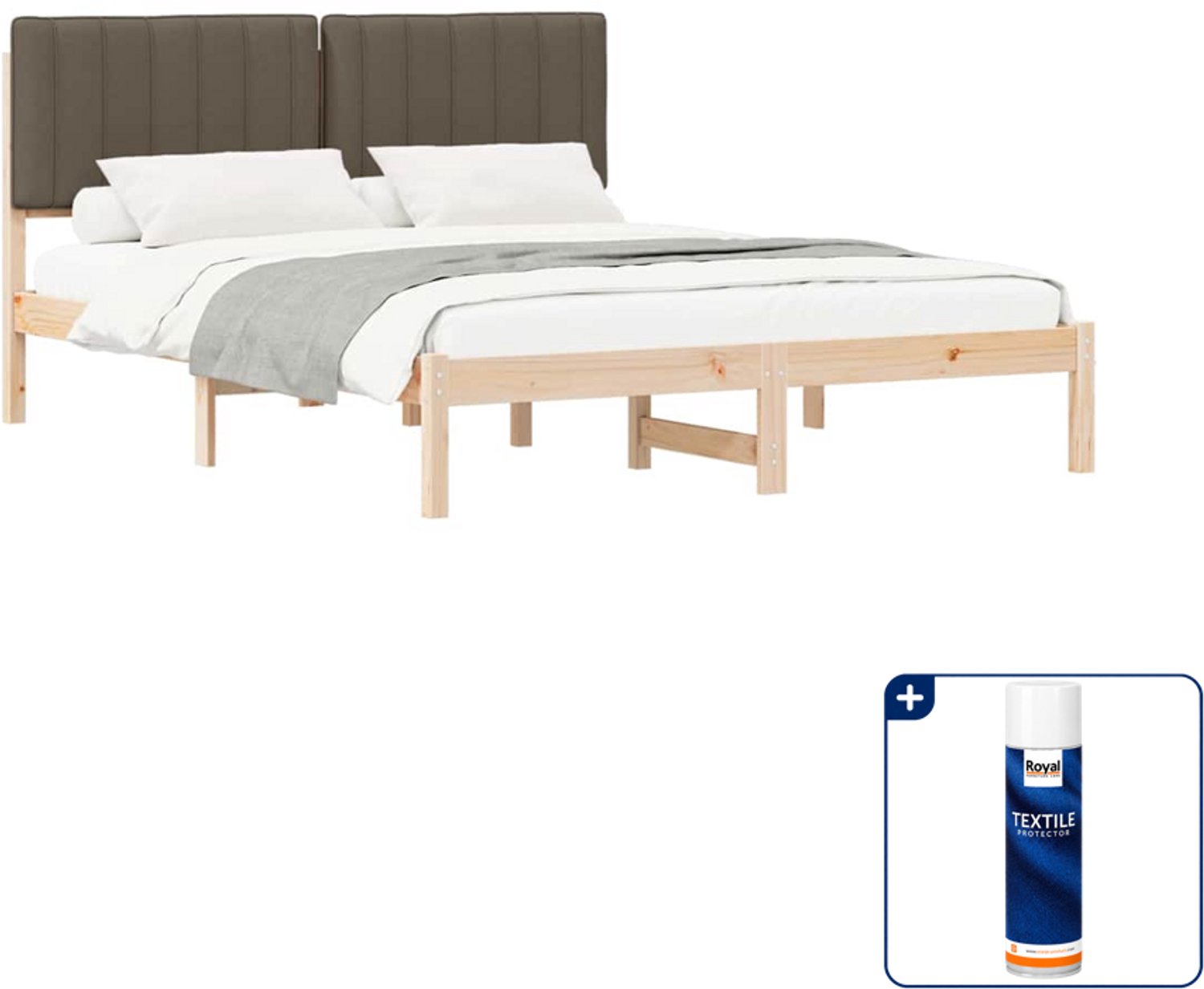 vidaXL bedframe - Queensize - 160 x 200 cm - taupe - Inclusief textielbeschermer 500 ml