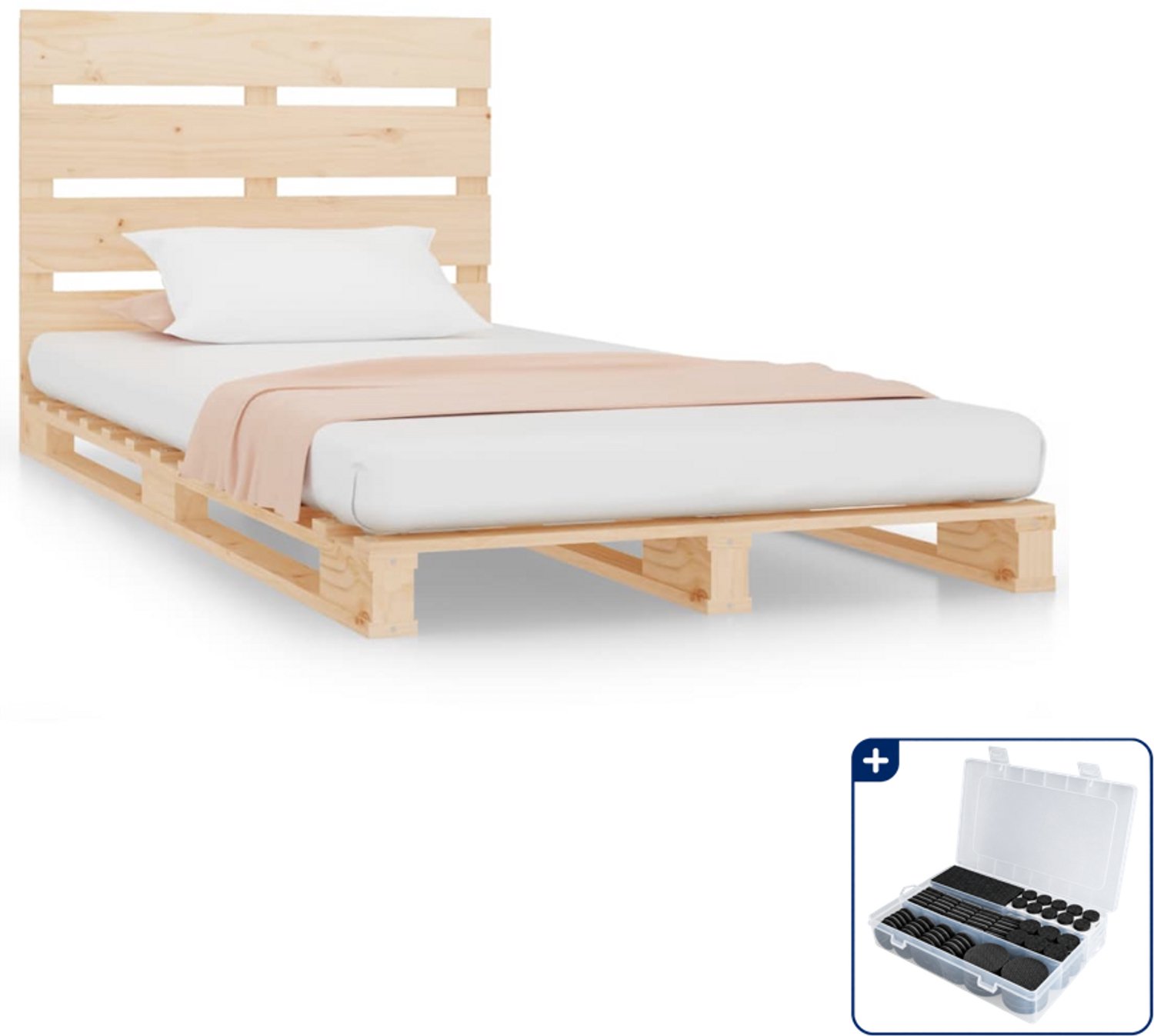 vidaXL bedframe - 90 x 190 cm - massief grenenhout - Inclusief antikrasvilt 177-delig Bruin