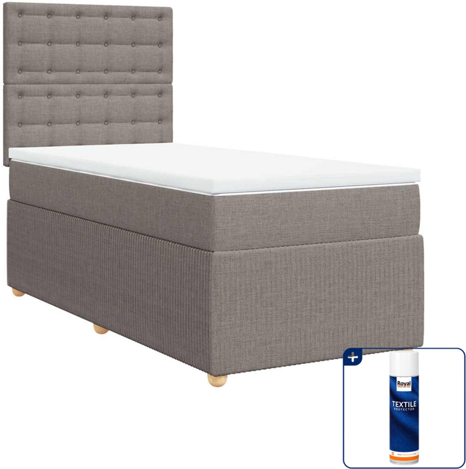 vidaXL boxspring met matras - 100 x 200 cm - taupe - Inclusief textielbeschermer 500 ml