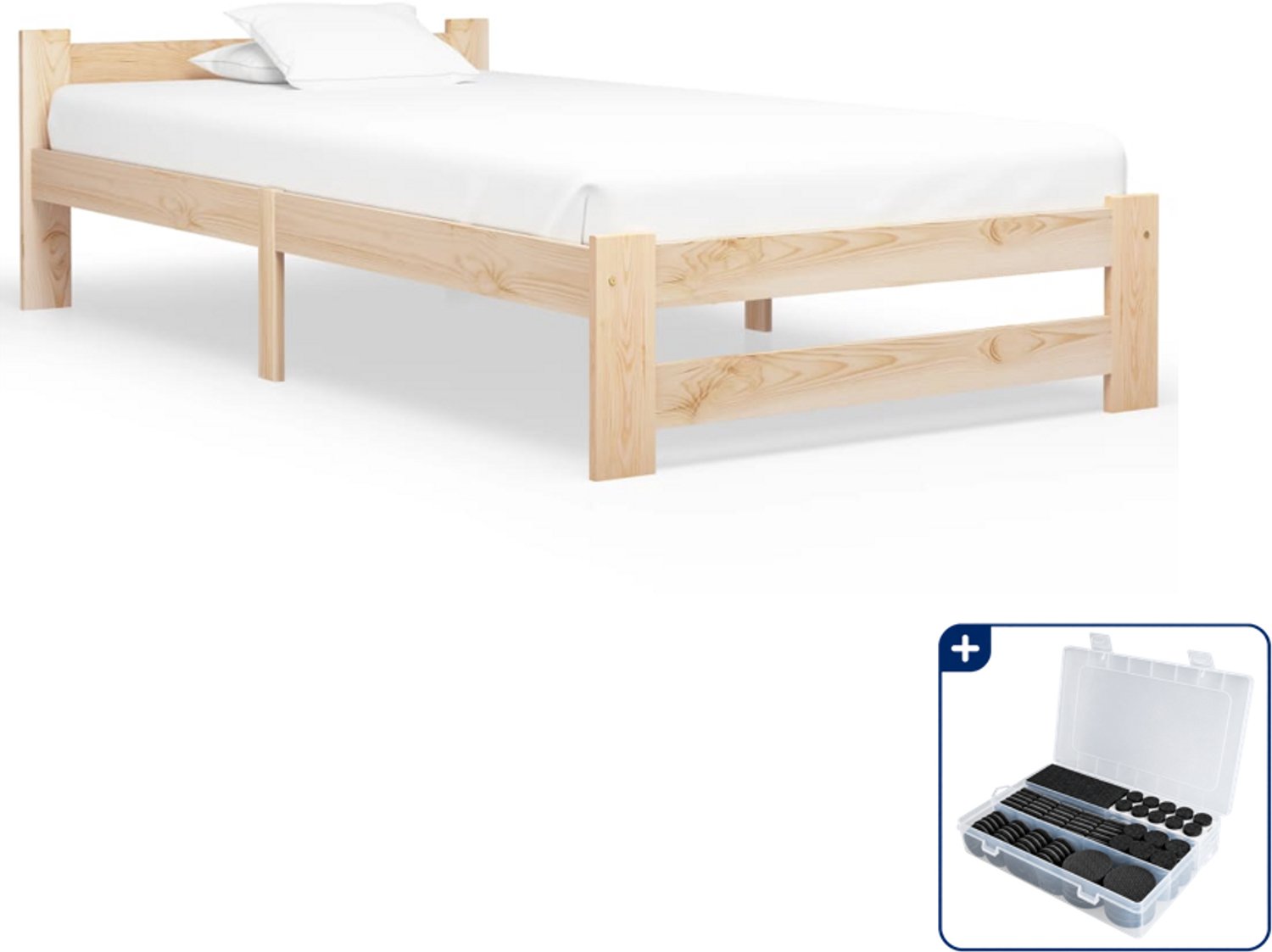vidaXL bedframe - 90 x 200 cm - massief grenenhout - Inclusief antikrasvilt 177-delig Bruin