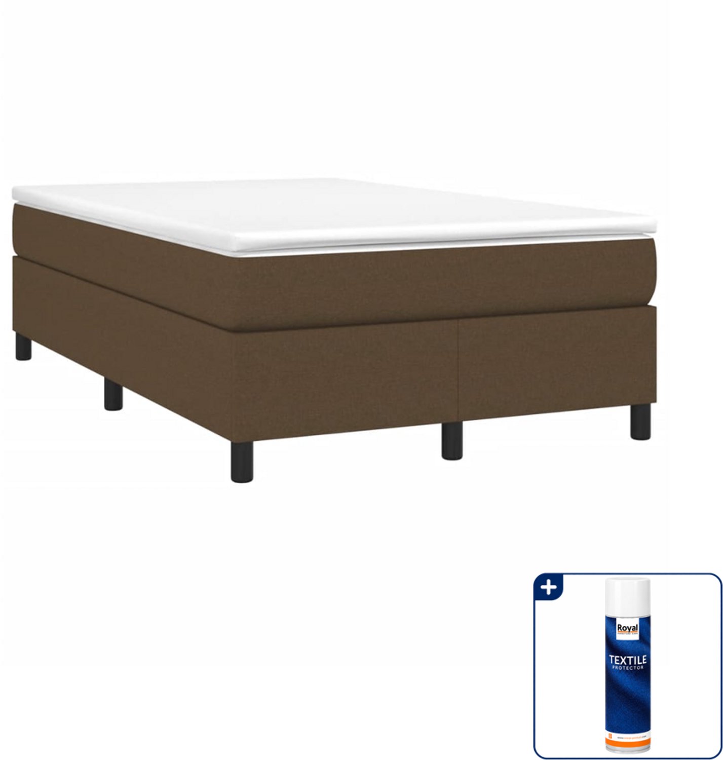 vidaXL boxspring met matras 120 x 190 cm - donkerbruin - Inclusief textielbeschermer 500 ml