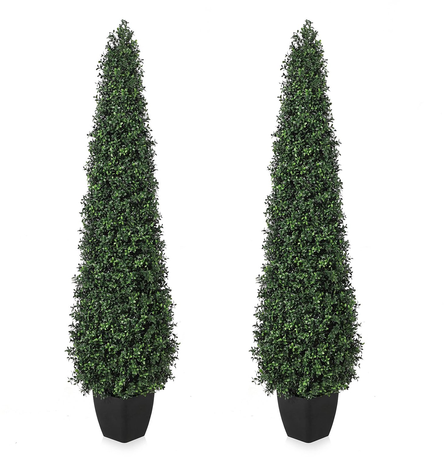 Triumpunpre 90cm Realistische UV-bestendige kunstbuxus topiaris (set van 2) – kegelvormige kunstheesters met pot, decoratie voor binnen en buiten, voordeur, terras en tuin Groen