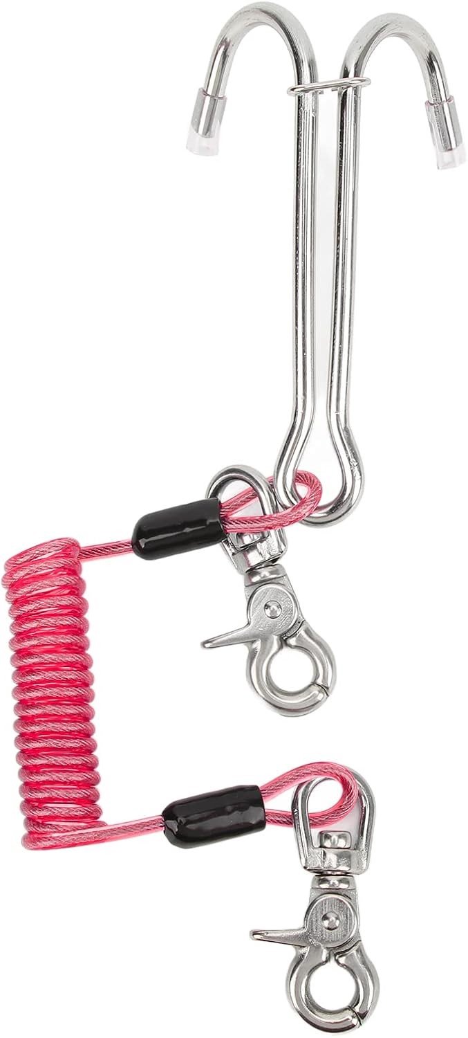 316 RVS Duikhaak met Spiraal Reel Koord, Dubbele Koraalhaak voor Duikuitrusting, 1M Touw Lengte en Waterdichte Accessoires — afbeelding 2