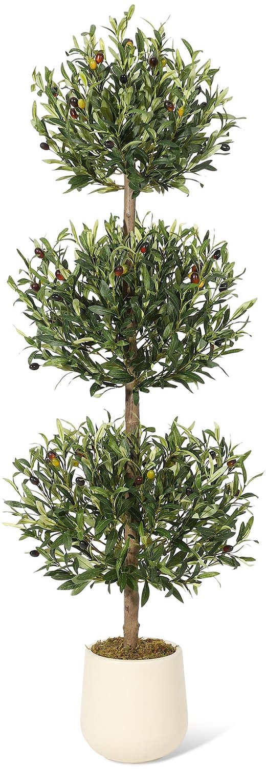 Triumpunpre Ultra-realistische kunst olijfboom van 152 cm - Topiary met drie bollen - UV-bestendige decoratie voor binnen en buiten