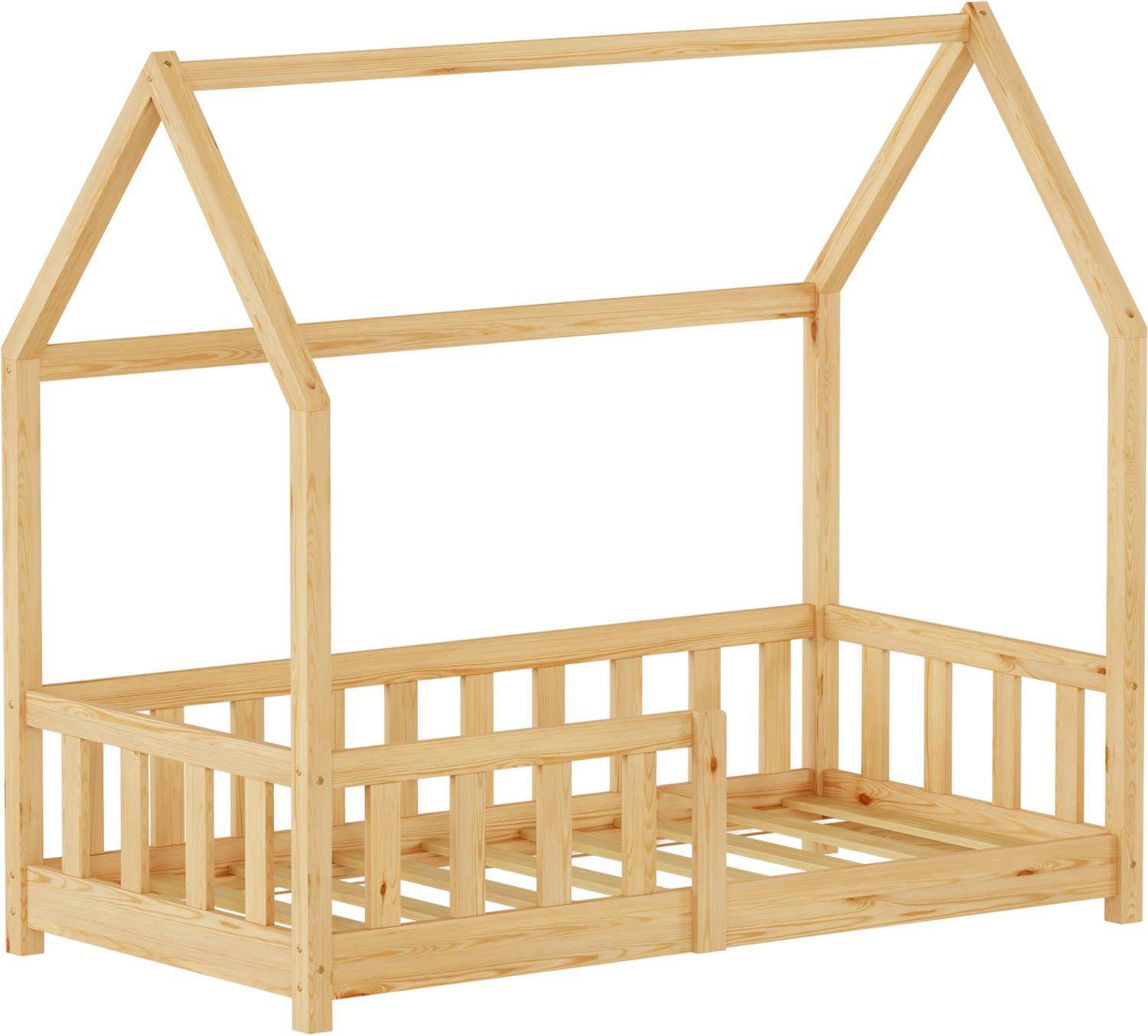 en.casa Kinderbed Hesel montessori bed met uitvalbeveiliging 70x140 cm naturel [en.casa]
