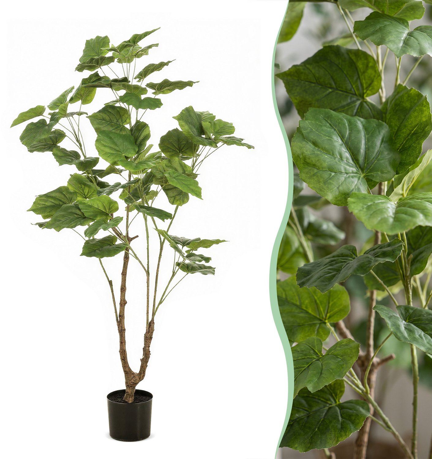 Green Boutiq Kunstplant - Ficus umbellate - Afrikaanse vijg - 125cm Groen