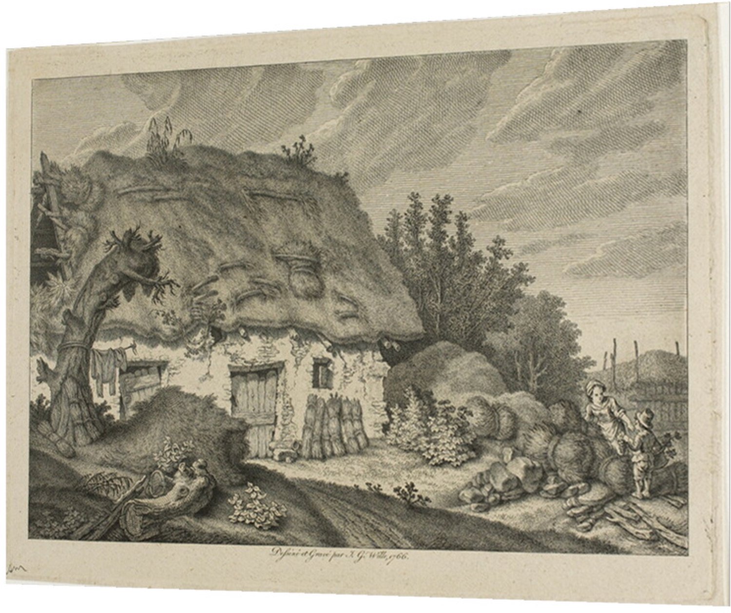 Printen.eu Poster - A Farm Cottage - 15.6 x 11.4 cm Multicolor