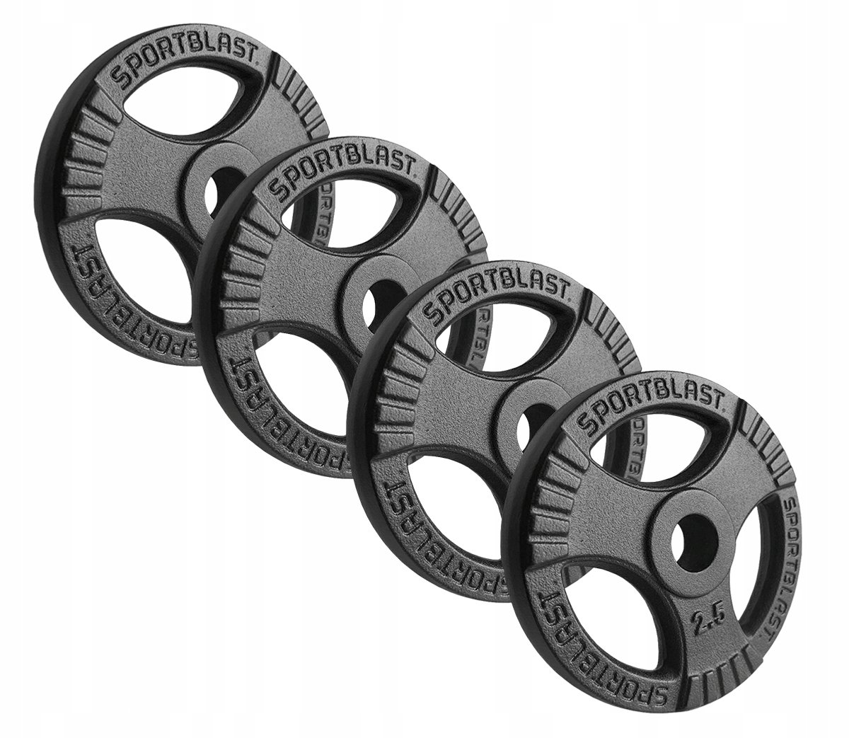 4x 2,5kg gietijzeren halterschijven (tri-grip) 30mm