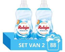 Robijn - Vloeibaar Wasmiddel - Klein & Krachtig - Stralend Wit - Voordeelverpakking - 2 flessen - 88 Wasbeurten