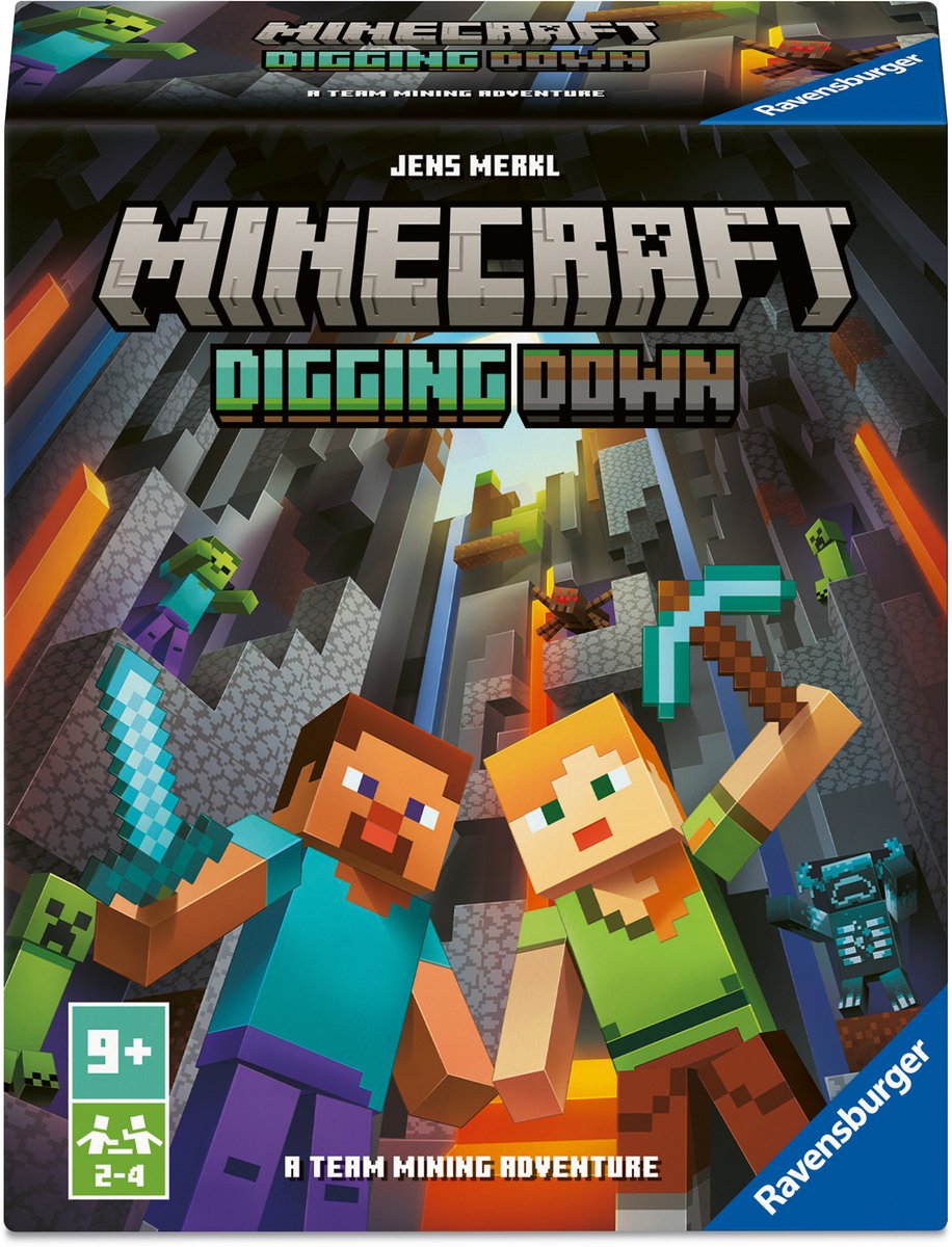 Ravensburger Minecraft Digging Down Bordspel | Spannend Mijnbouw Avontuur voor Minecraft Fans | Familiespel vanaf 8 Jaar
