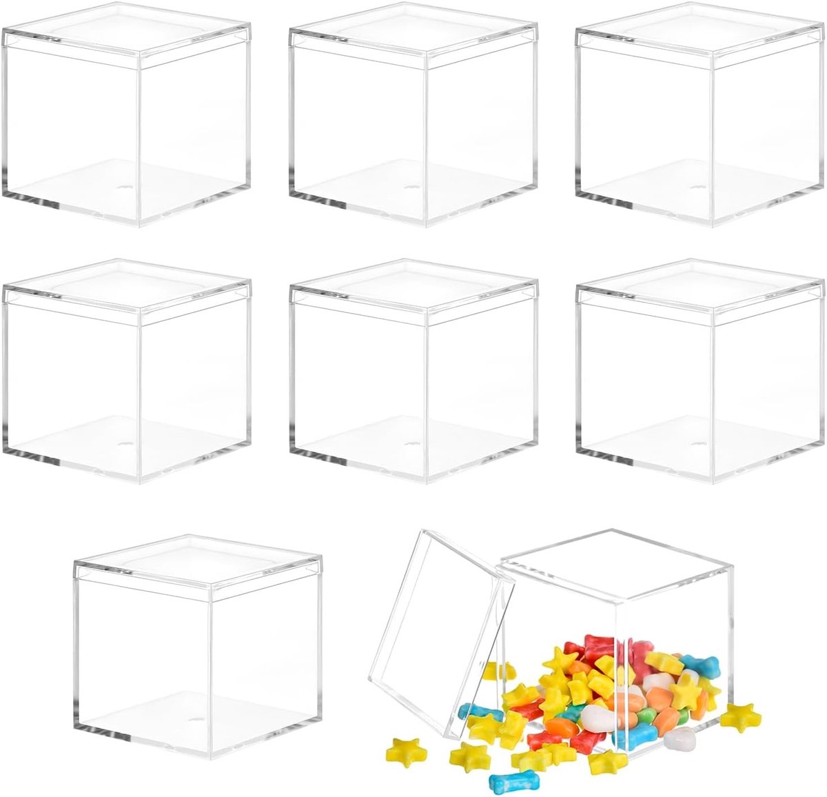 Set van 8 Transparante Acryl Opbergdozen met Deksel voor Sieraden, Figuren en Snoepjes