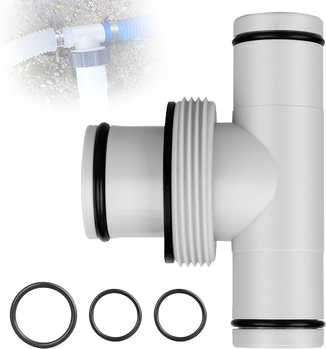 Drieweg Slangverbinder voor Zwembadslangen, Diameter 38 mm naar 32 mm, Duurzame Slangconnector voor Effectieve Waterdoorstroming