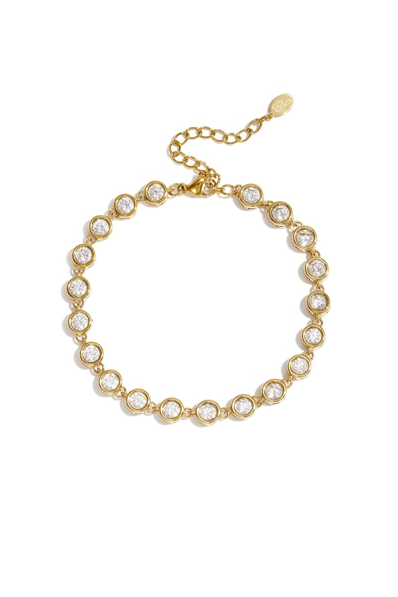 Elin - Schakelarmband - Zirkoon - Stainless Steel - - Goud