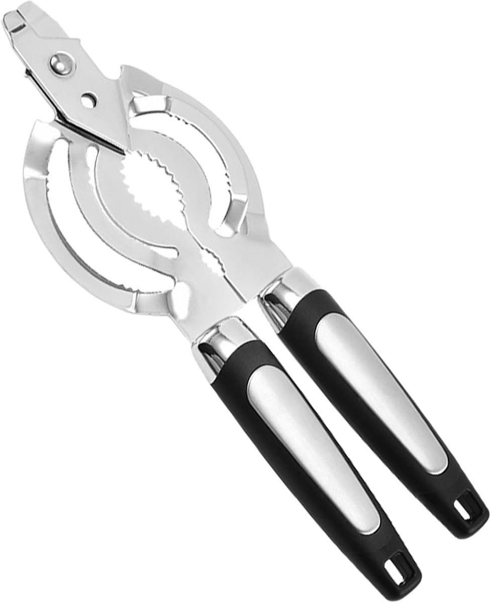 Multifunctionele blikopener - dekselopener - blikopener voor thuisgebruik - duurzaam - keukenhulp - geschikt voor senioren - geschikt voor keukens, kasten, aanrechtbladen en eetkamers - zilverkleurig