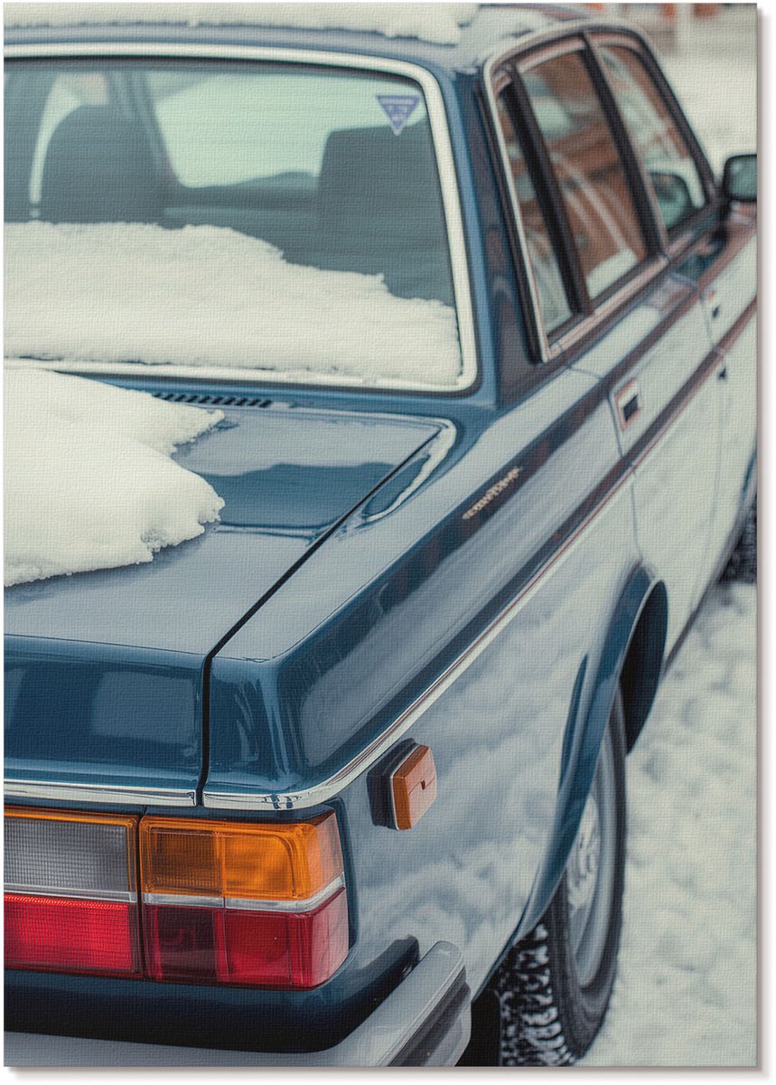 Tulup Polycanvas Wandposter - Winterauto, Fotografie - A4 - Blauw Design - Rechthoek - Interieurdecoratie - Woonkamer, Slaapkamer, Kantoor - Vintage