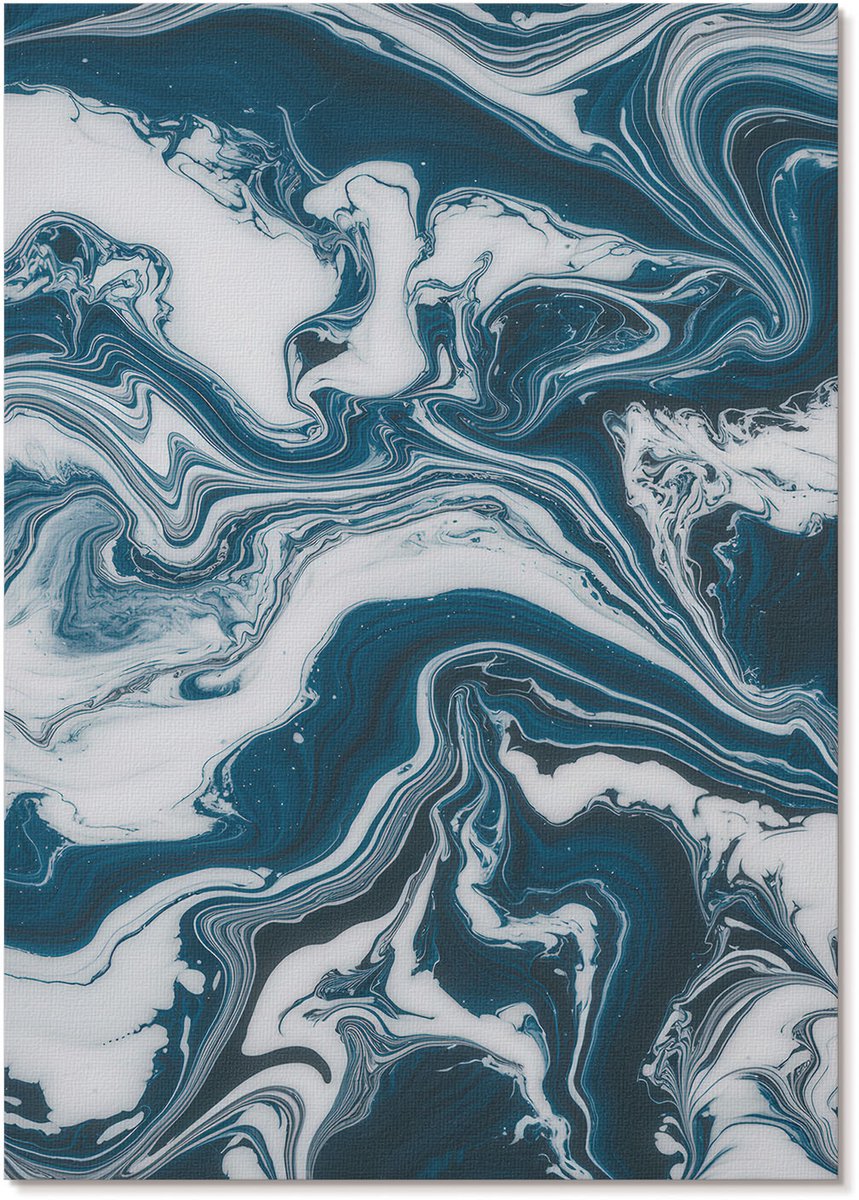 Tulup Polycanvas Wandposter - Blauwe Golven, Schilderen - A4 - Blauw Illustratie - Rechthoek - Muurkunst - Woonkamer, Slaapkamer, Kantoor - Expressief