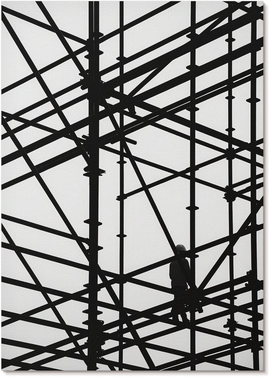 Tulup Polycanvas Wandposter - Bouwsteigers, Fotografie - A4 - Zwart Illustratie - Rechthoek - Wandkunstwerk - Woonkamer, Slaapkamer, Kantoor - Industrieel