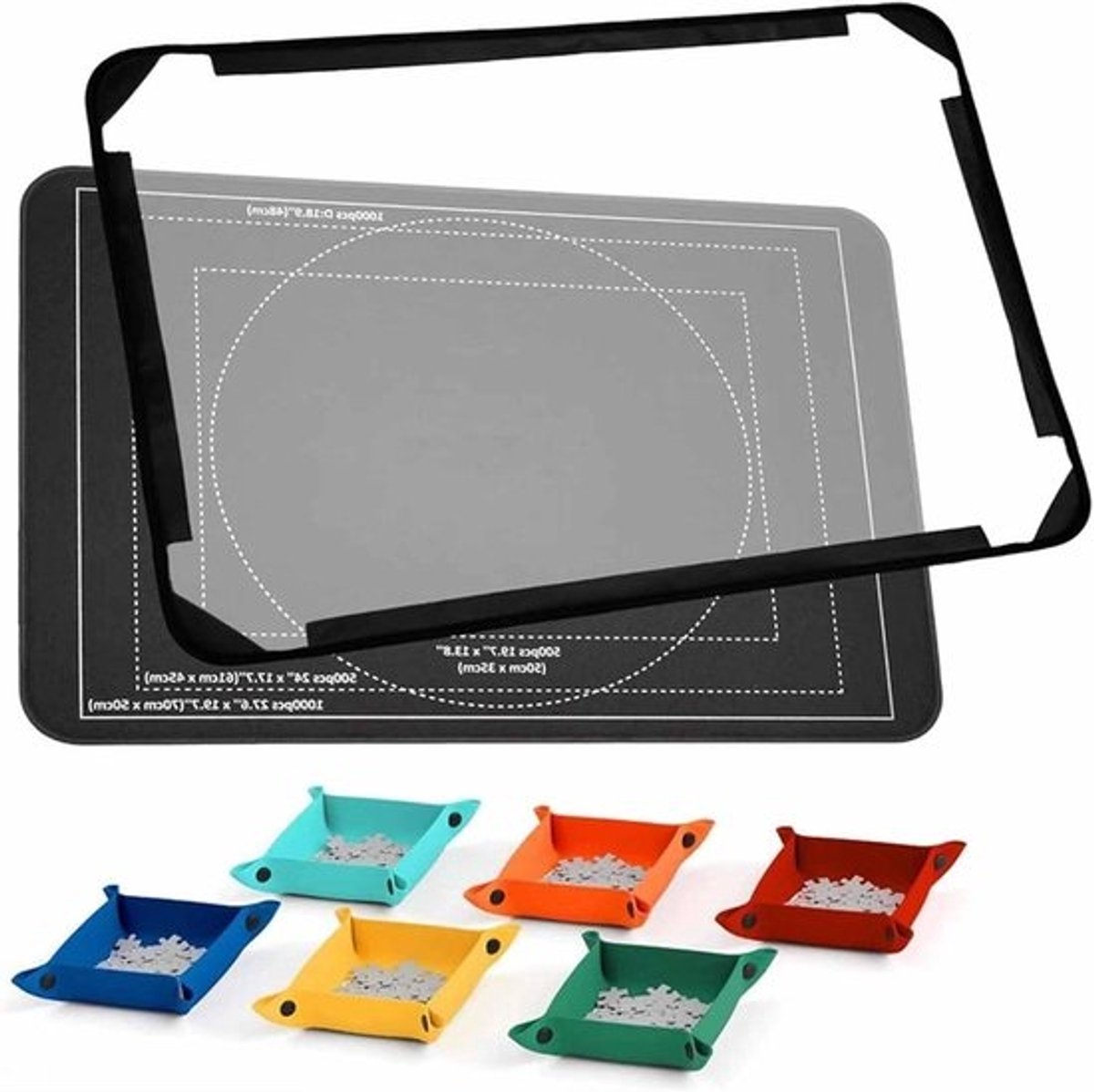 Opvouwbare Puzzelmat - Puzzelbord met Bakjes - Puzzels Maken - Antislip Werkvlak - 1000 Stukjes - Groen