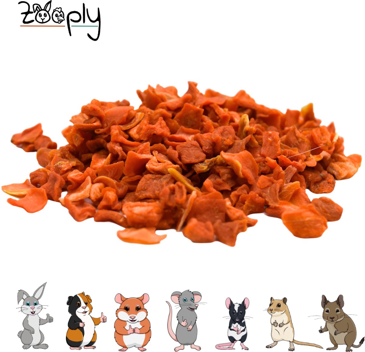 Zooply Wortelstukjes - Kruiden & Snacks - 100% natuurlijk - Voor konijnen & cavia's - 200 gram