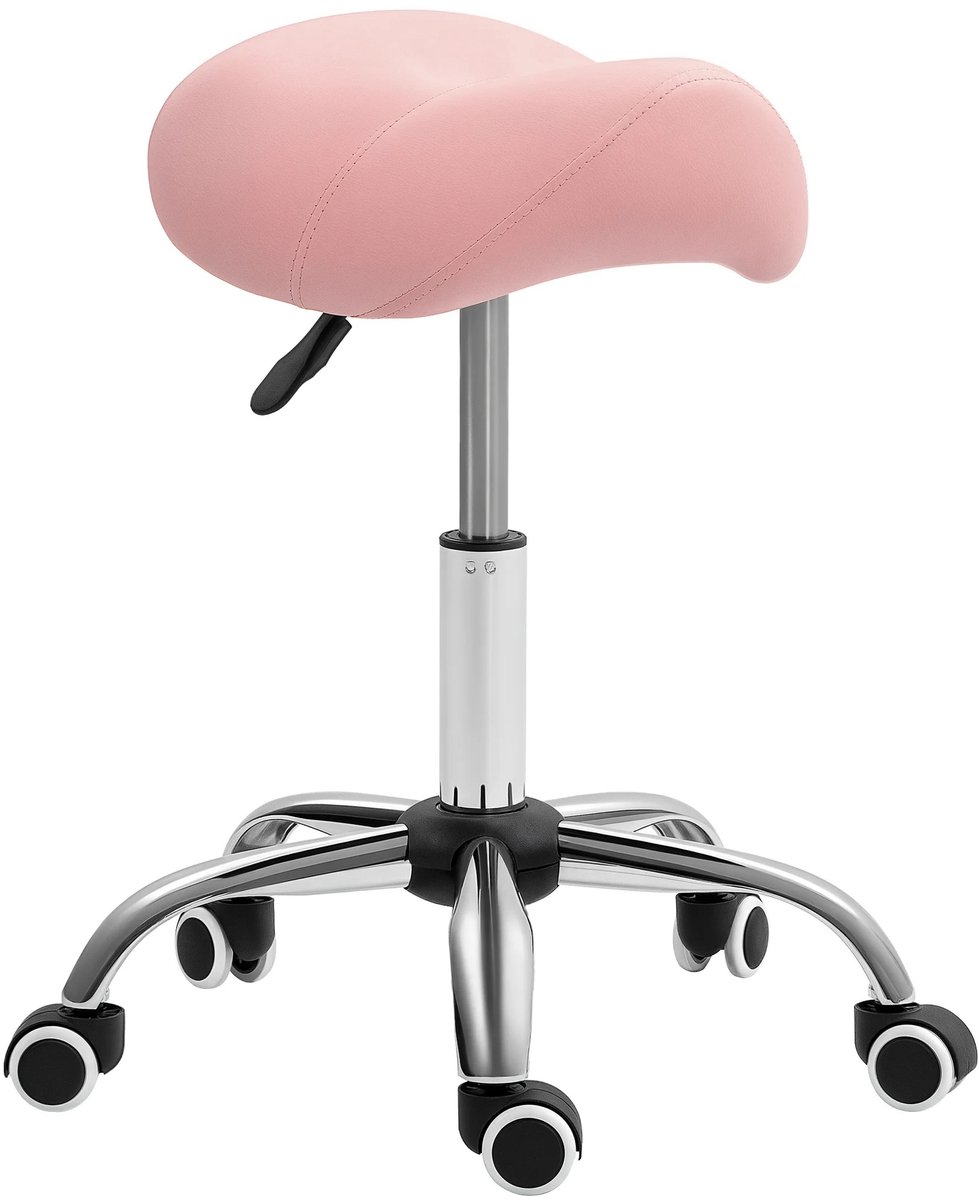 ArtiZo Zadelkruk op wielen - zitkruk - ergonomisch - verstelbare hoogte 49-61 cm - 360° draaibaar - rose