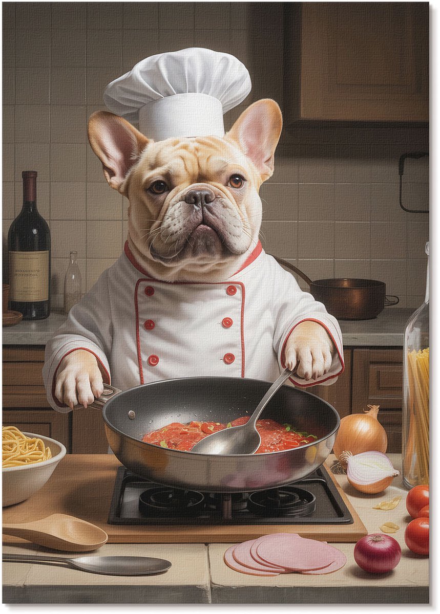 Tulup Polycanvas Wandposter - Hond - Portret, Illustratie - A3 - Beige Design - Rechthoek - Canvasposter - Woonkamer, Slaapkamer, Kantoor - Modern