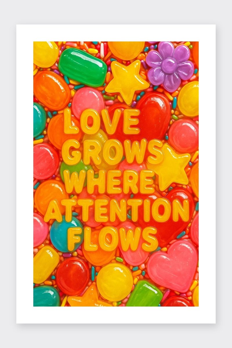 Love Grows Poster - Quote Posters - Tekst - Postitiviteit - Liefde - Passe-Partouts Effect - Wanddecoratie Woonkamer - 180 gram papier - B6742WV - Formaat 60 x 90cm