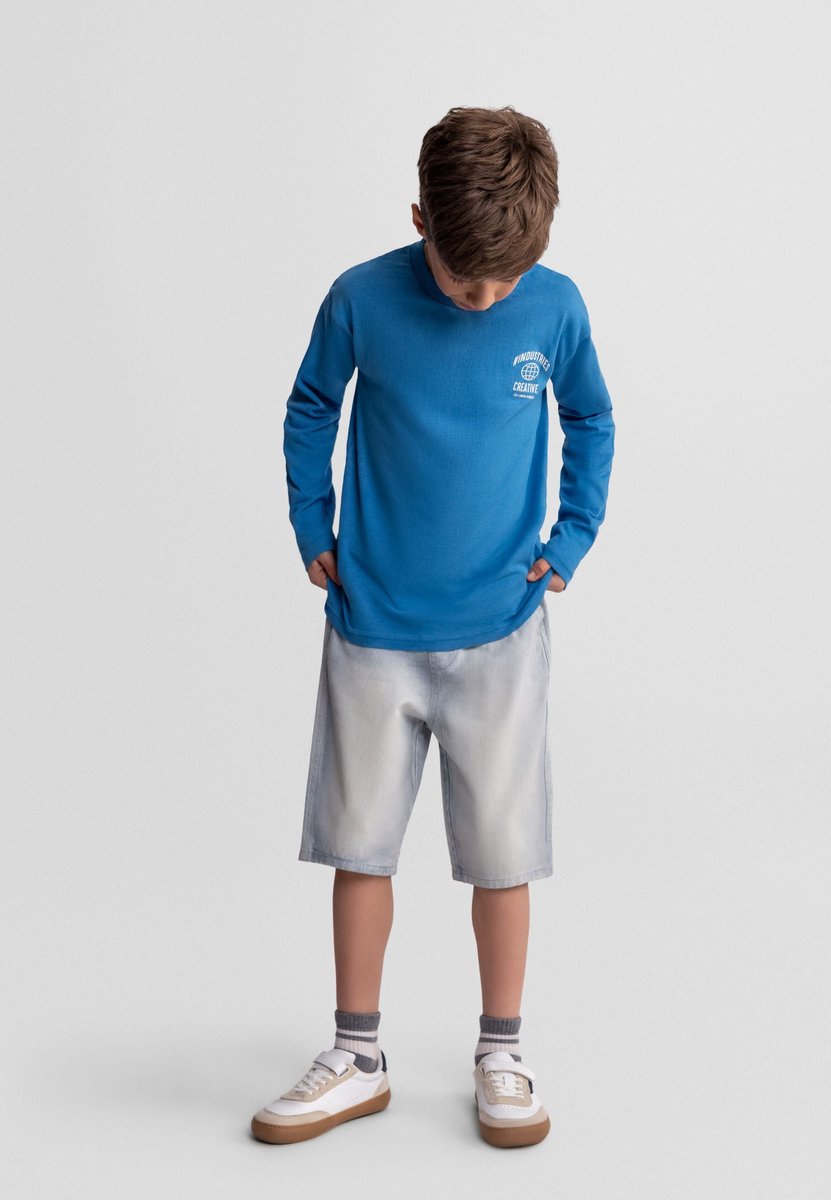 Minoti korte broek jongens 2-pack denim - 100% katoen - lichtblauw