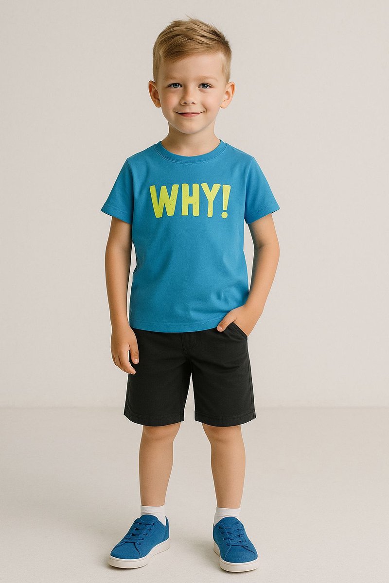 Minoti t-shirt jongens 100% katoen met tekstprint - turquoise