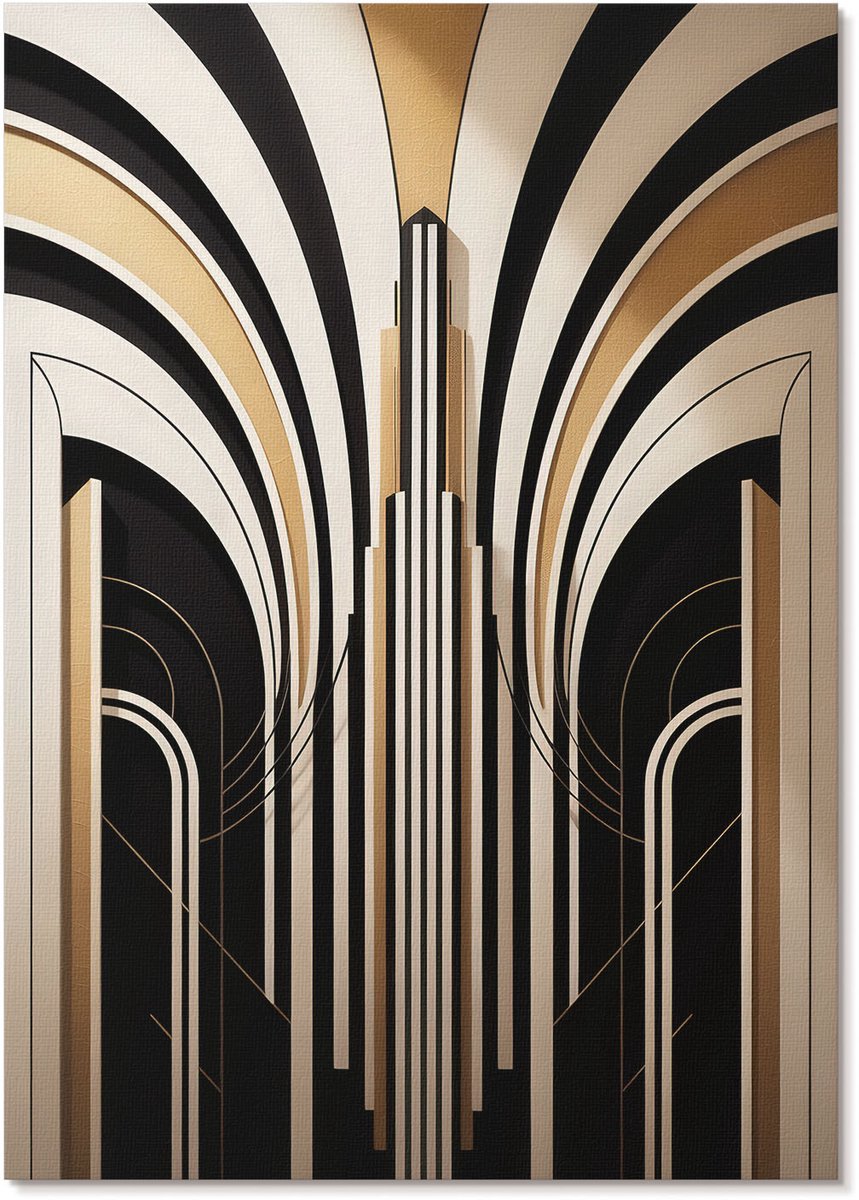 Tulup Polycanvas Poster - Art Deco, Illustratie - A4 - Zwart Wandposter - Rechthoek - Decoratieve poster - Woonkamer, Slaapkamer, Kantoor - Art deco