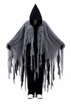 Grijs Zwarte Halloween Cape met Capuchon - 180 cm - aanbevolen vanaf 170 cm lichaamslengte
