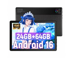 Hotlight Tablets- Android 16 Tablet - 10.1 inch - 24(3+21)GB RAM/64GB ROM– 6000mAh - Zwart