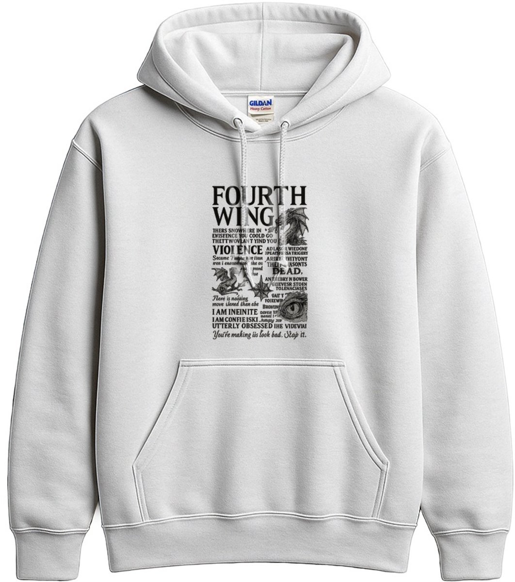 Fantasy Hoodie – FOURTH WING – Boek Liefhebber Outfit – Unisex Hoodie voor Dames & Heren – Origineel Cadeau