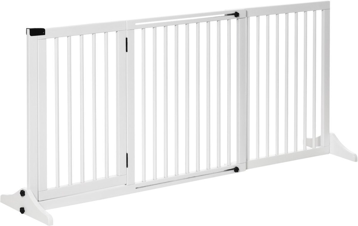 PawHut-Huisdierhekje-Hout-166x36x71cm-Wit