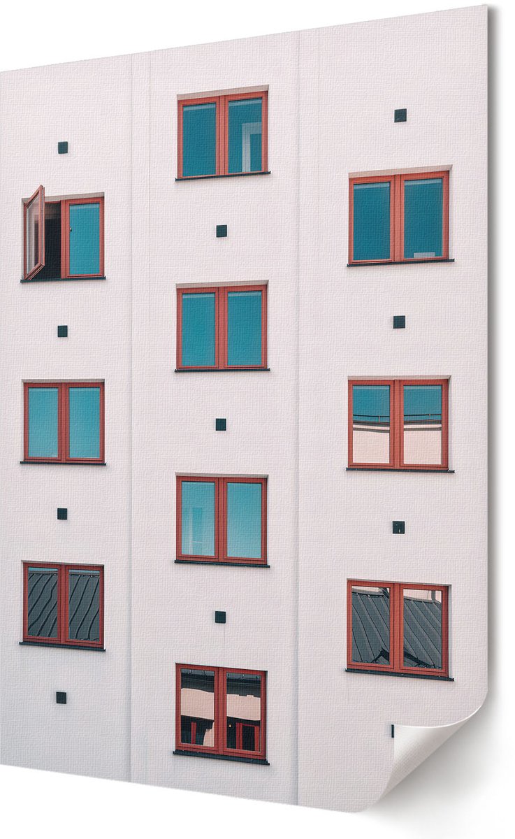 Coloray Polycanvas Wandposter - Vensterraster, Fotografie - 594 x 840 - Wit Kunst - Rechthoek - Wandkunstwerk - Slaapkamer - Modern