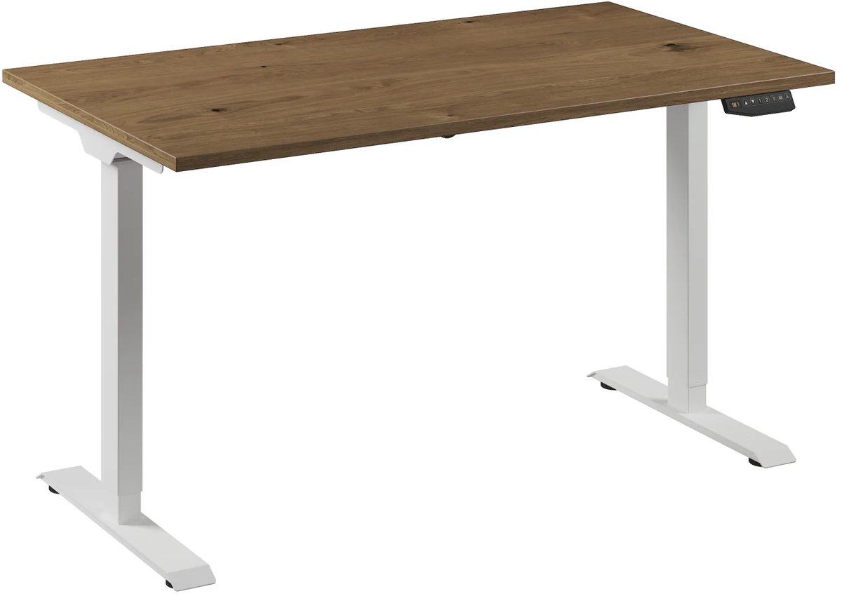 Bureau Adjust 1 Plus QA 140x80 Wit/Eiken tabak