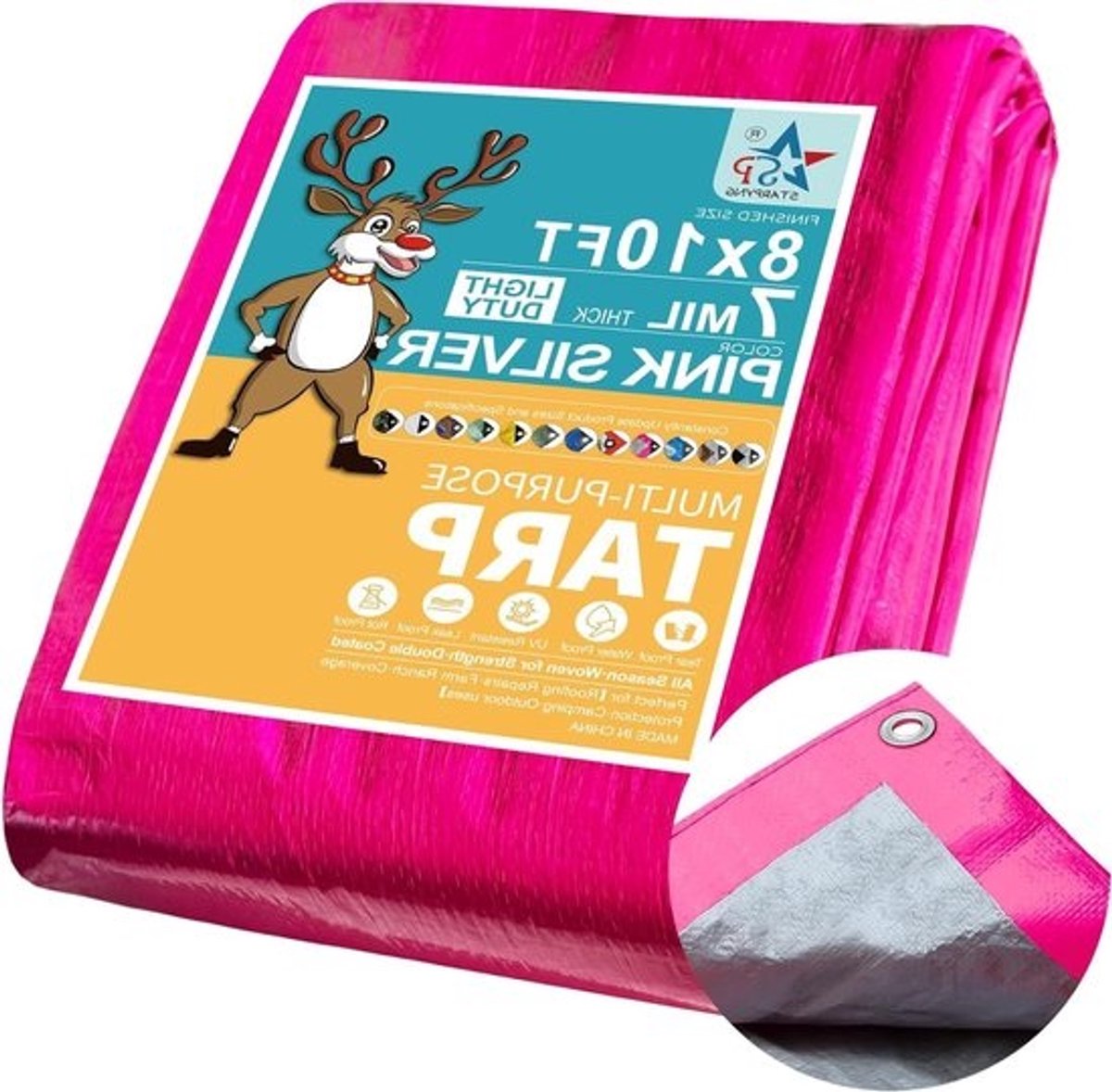 Waterdicht Zeil - Dekzeil Tarpaulin - Bescherming Outdoor - UV-bestendig Scheurbestendig - 20 x 25 cm - Roze/Zilver