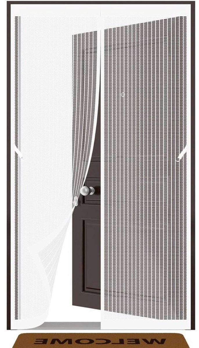 Magnetisch Vliegengordijn - Horndeur Anti-Mug - Frisse Lucht Binnen - Zonder Boren Montage - 100 x 225 cm - Wit