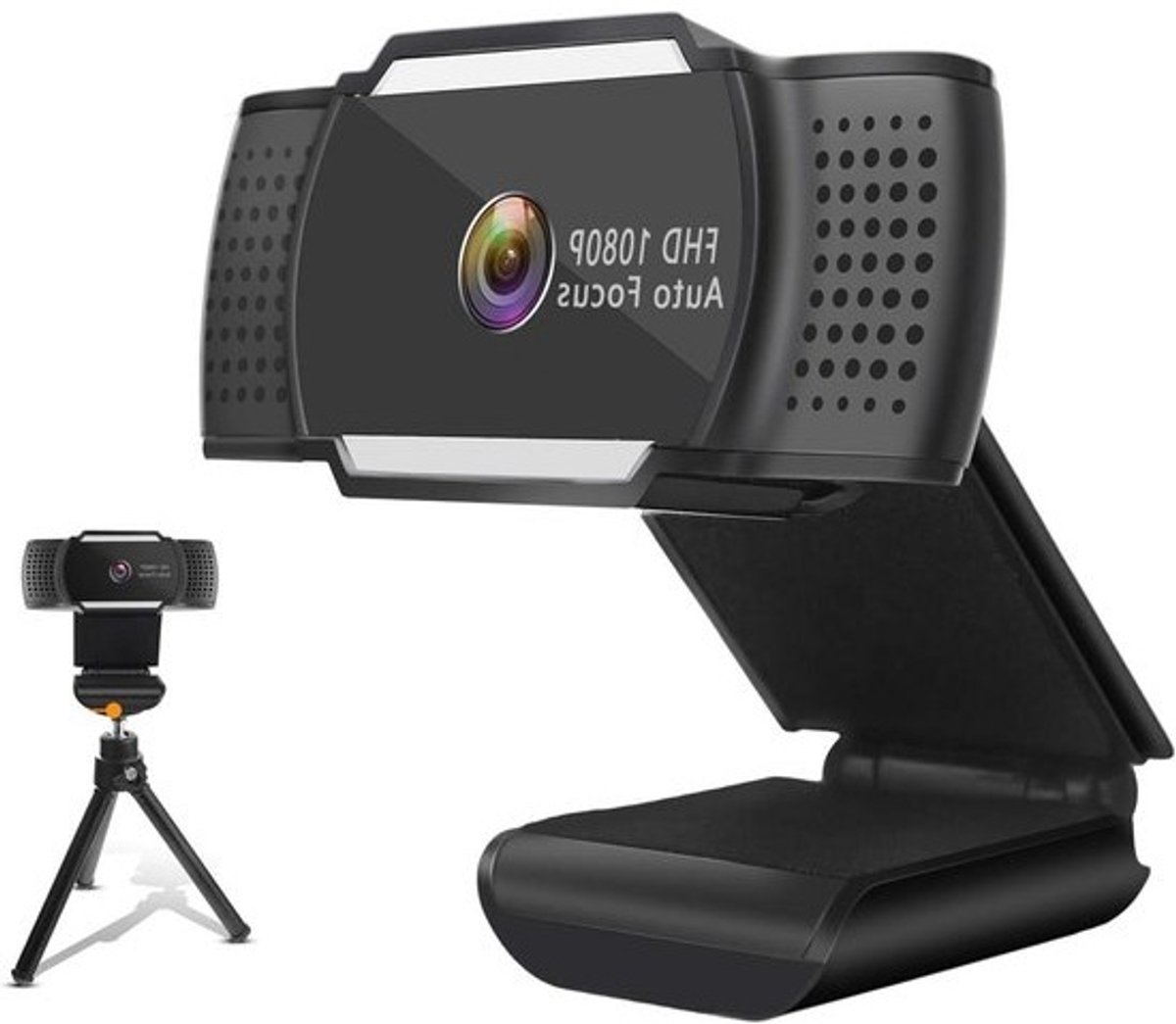 Full HD Webcam - Webcamera met Microfoon - Videoconferentie - 110 Graden Groothoek - 1080p - Zwart