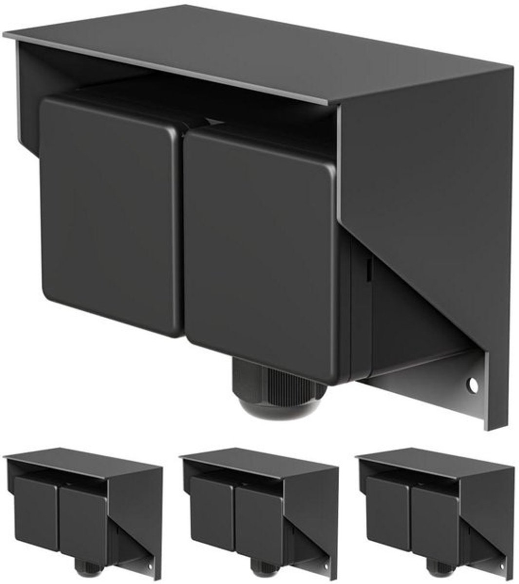 Opbouwcontactdozen Buiten - Stopcontacten Tuin - Buiten Stroom Voorzien - IP44 Spatwaterdicht - 135 x 105 x 65 mm - Antraciet