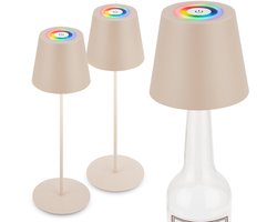 BRILONER Calida - Set van 2 Tafellampen oplaadbaar - dimbaar - voor binnen en buiten - 3 in 1 - RGBW - IP44 - snoerloze - in hoogte verstelbaar - 36cm – beige kleur