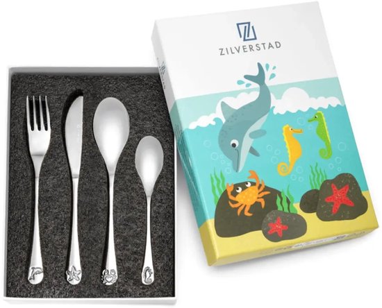 Zilverstad - Kinderbestek 4-delig Zeedieren RVS 18/10 van Zilverstad — afbeelding 4