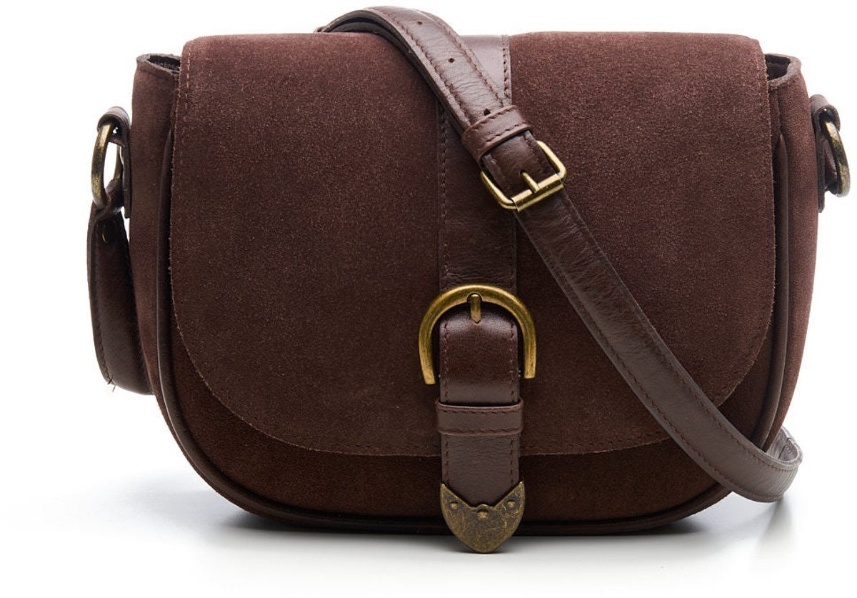 Chabo Bags Saddle Darwin Suède Schoudertas - Cacao
