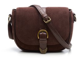 Chabo Bags Saddle Darwin Suède Schoudertas - Cacao