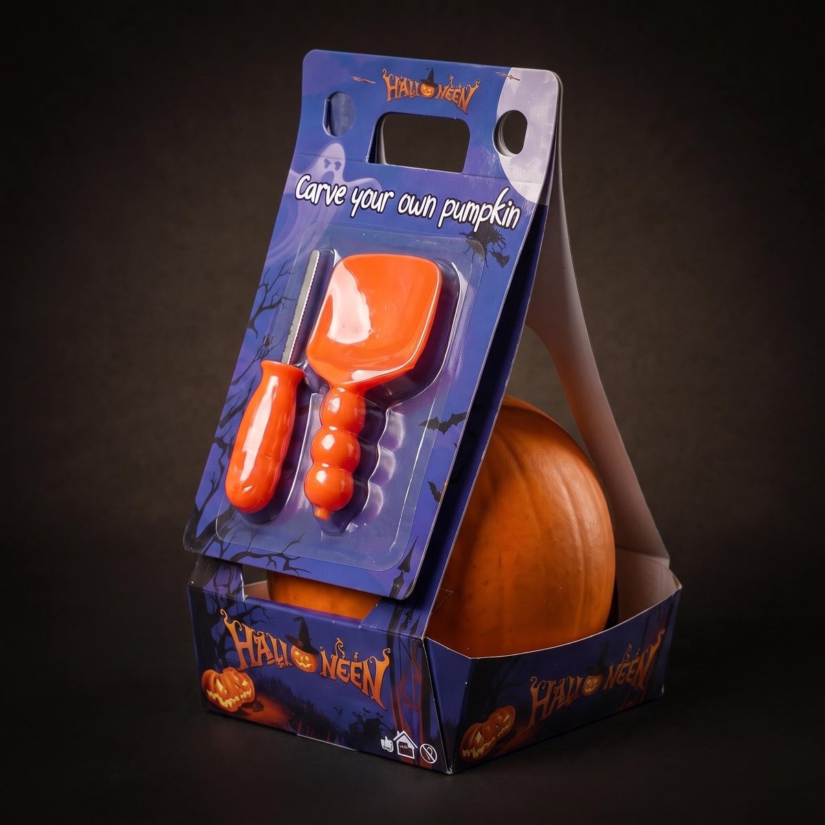 Halloween Pompoen Snijset - Echte Pompoen Inbegrepen - Ø 15 cm