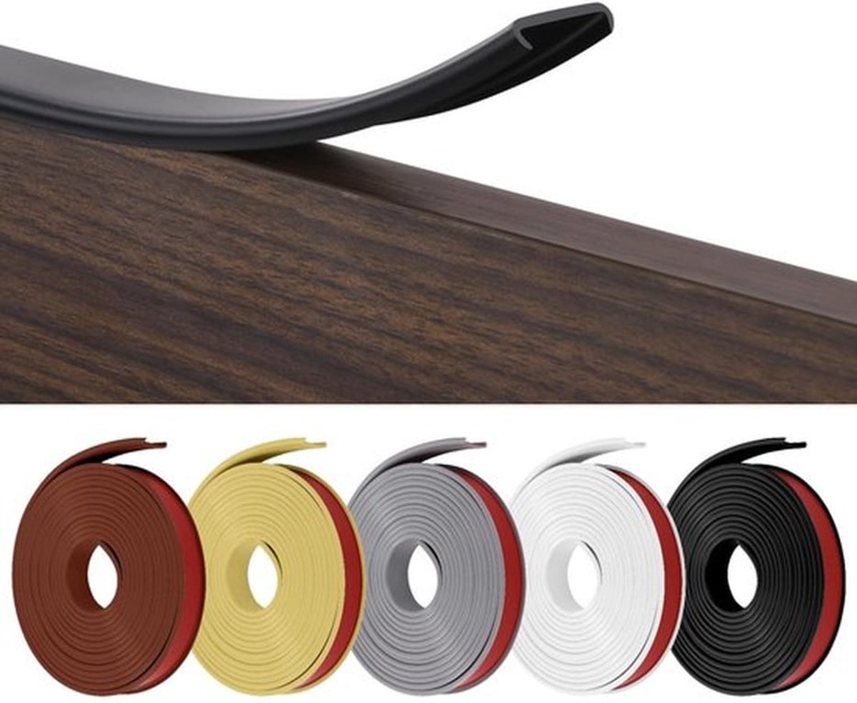 - Zelfklevende randbescherming - Flexibel en duurzaam - Zwart - Meubelomranding - Voor keuken en badkamer - 5 m x 12 mm