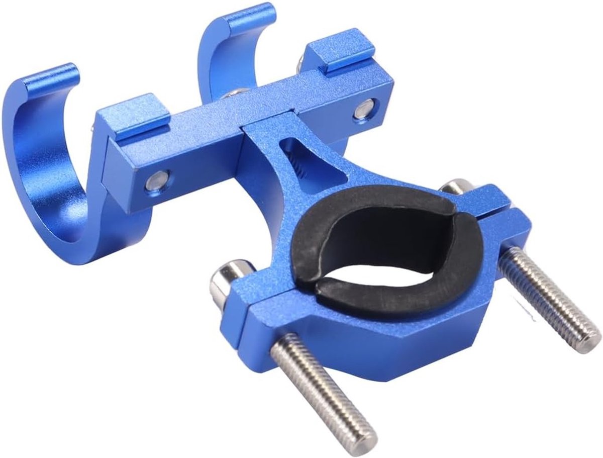 Dubbele kop-montageaccessoires voor elektrische scooters, geschikt voor diameters 2,1 tot 3,6 cm, blauw, ideaal voor veilig vervoer en stabiliteit