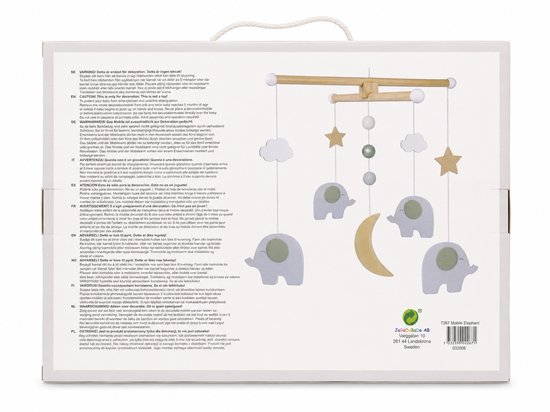 Jabadabado Houten Babymobiel Olifant - Maan, Sterreb & Wolken - Grijs/Hout Decoratie Voor Babykamer — afbeelding 2